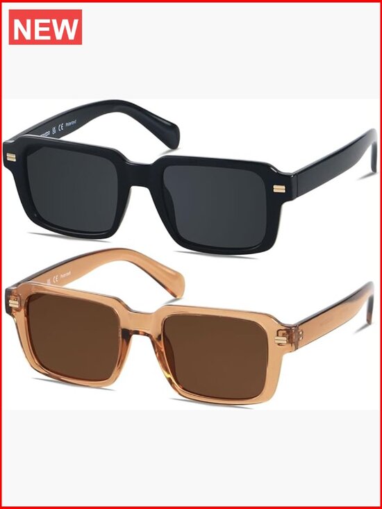Retro 70s 80s Square Polarized Sunglasses Vintage Rectangle Shades Unisex main image 4
